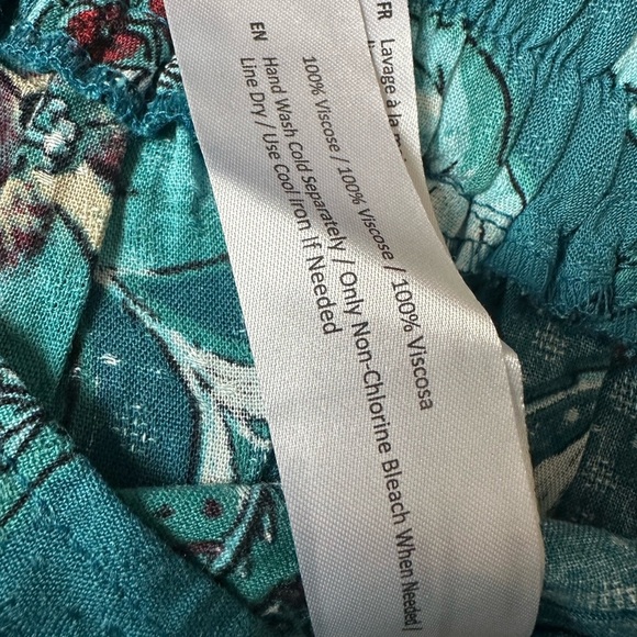 Band of the Free Skirt Small Deep Teal Floral Ruched Midi Boho India - Picture 4 of 7